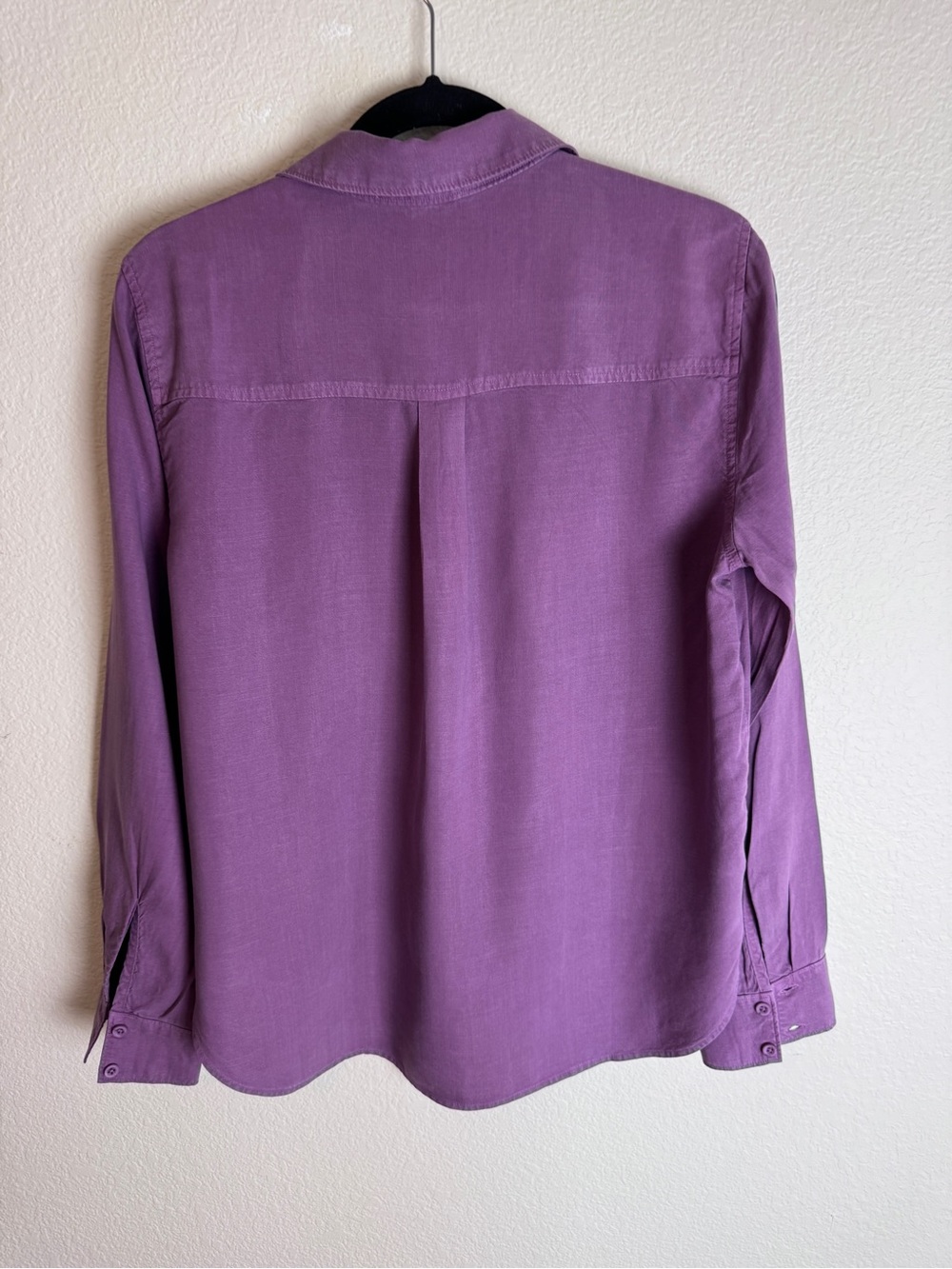 Cloth & Stone Purple Solid Woven Lyocell Pleated Button-Up Shirt Size M - Picture 10 of 13